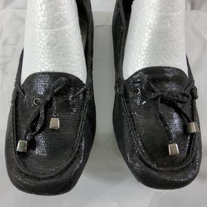 🥿Black and silver iridescent loafer/moccasin Sz.8